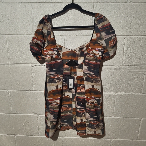 Marc Jacobs Brown Tan Puff Sleeve Mini Dress - Picture 4 of 5